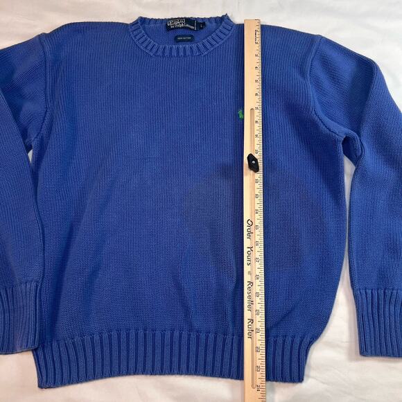 Polo Ralph Lauren Sweater Men's Size L Blue Knit PullOver Cotton Vintage * AS IS - Picture 6 of 11
